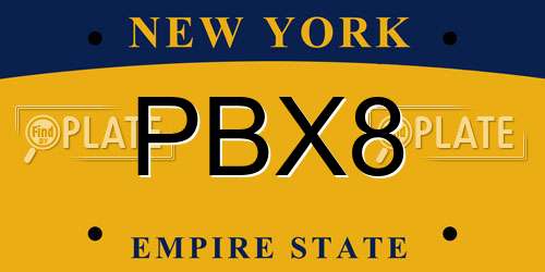 PBX8 New York License Plate