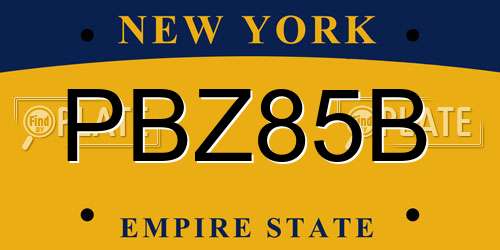 PBZ85B New York License Plate
