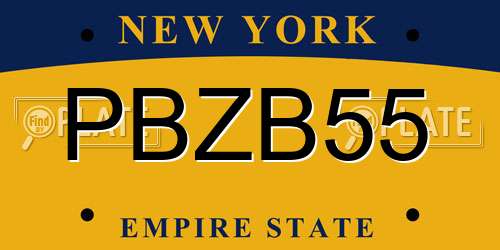 PBZB55 New York License Plate