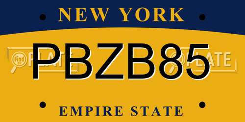 PBZB85 New York License Plate