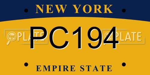 PC194 New York License Plate