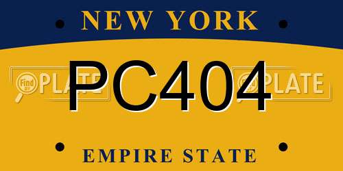PC404 New York License Plate