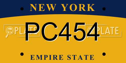 PC454 New York License Plate