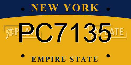 PC7135 New York License Plate