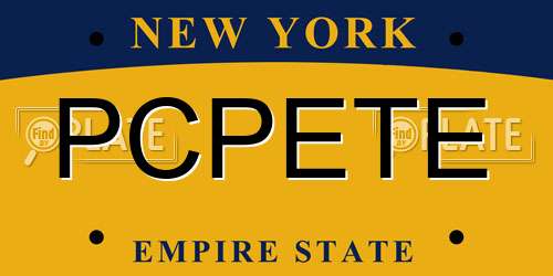 PCPETE New York License Plate