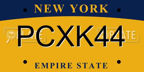 PCXK44 New York License Plate