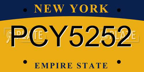 PCY5252 New York License Plate