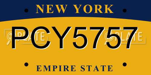 PCY5757 New York License Plate