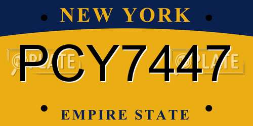 PCY7447 New York License Plate