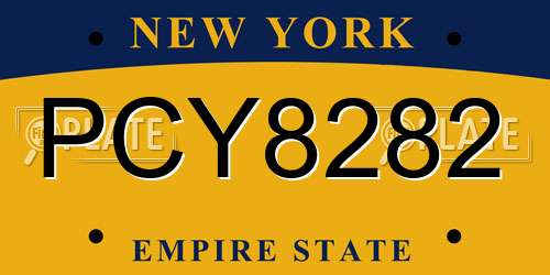 PCY8282 New York License Plate