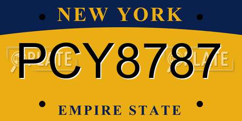 PCY8787 New York License Plate
