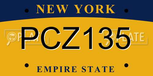 PCZ135 New York License Plate