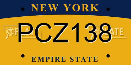 PCZ138 New York License Plate