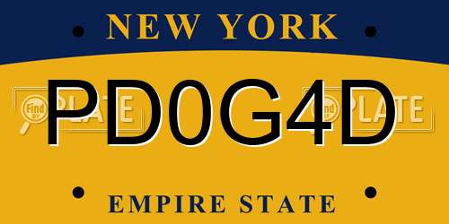 PD0G4D New York License Plate