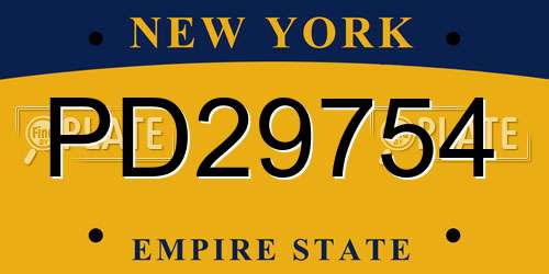 PD29754 New York License Plate