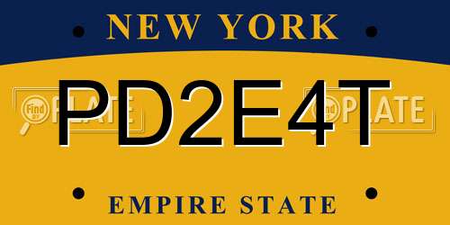 PD2E4T New York License Plate