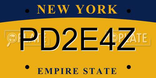 PD2E4Z New York License Plate
