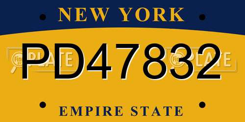 PD47832 New York License Plate