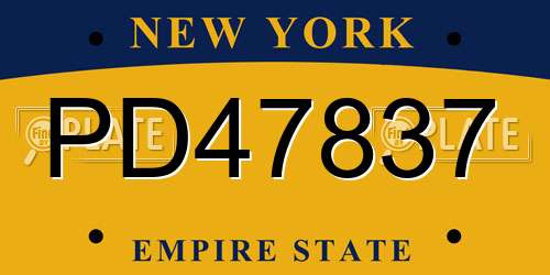 PD47837 New York License Plate