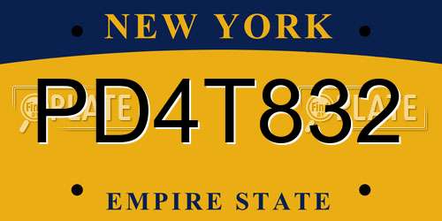 PD4T832 New York License Plate