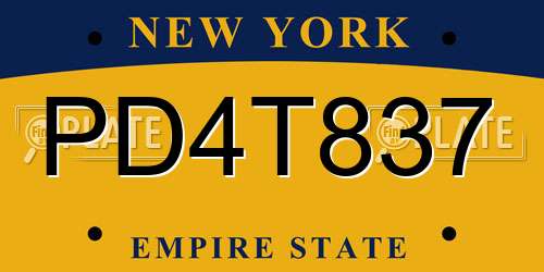 PD4T837 New York License Plate