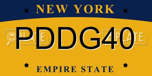 PDDG40 New York License Plate