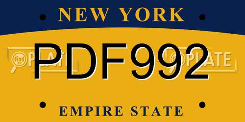 PDF992 New York License Plate