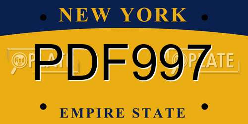 PDF997 New York License Plate