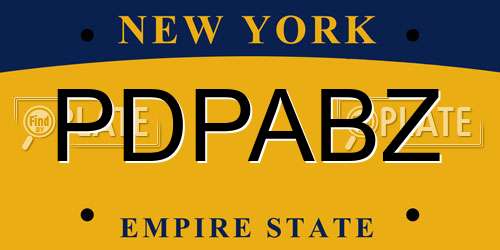 PDPABZ New York License Plate