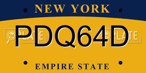 PDQ64D New York License Plate