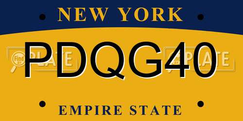 PDQG40 New York License Plate