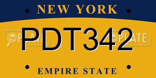 PDT342 New York License Plate