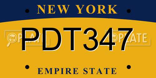 PDT347 New York License Plate