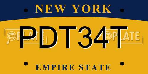PDT34T New York License Plate