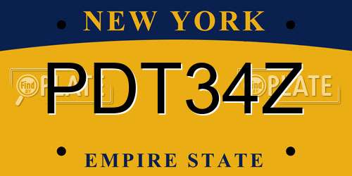 PDT34Z New York License Plate