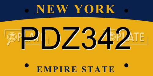 PDZ342 New York License Plate
