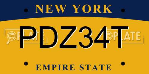 PDZ34T New York License Plate