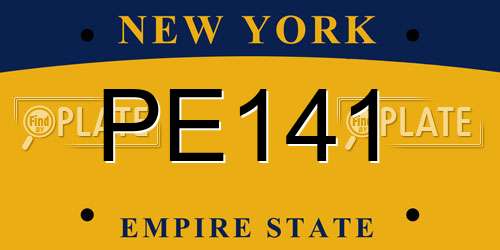 PE141 New York License Plate