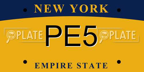 PE5 New York License Plate