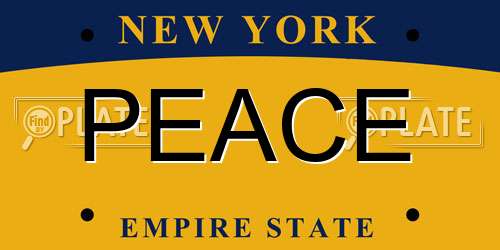 PEACE New York License Plate