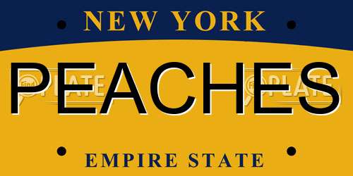 PEACHES New York License Plate