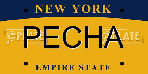 PECHA New York License Plate