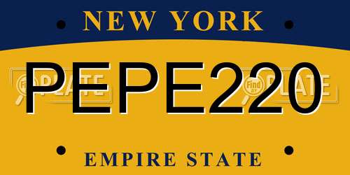 PEPE220 New York License Plate