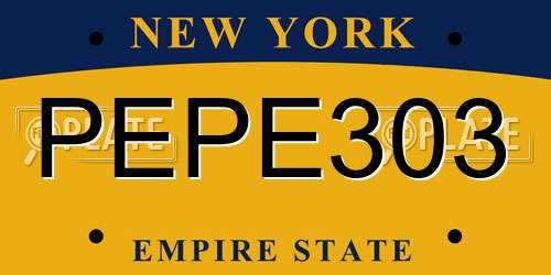 PEPE303 New York License Plate