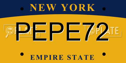 PEPE72 New York License Plate