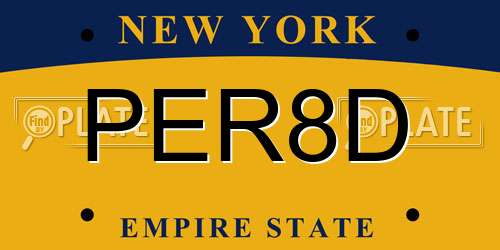 PER8D New York License Plate