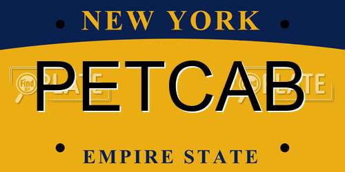 PETCAB New York License Plate