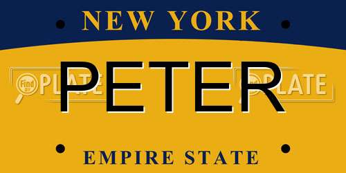 PETER New York License Plate