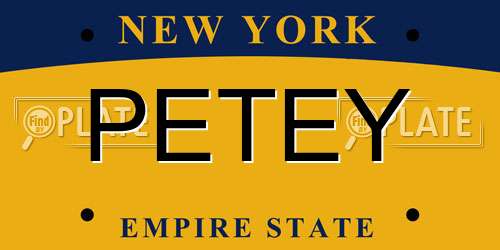PETEY New York License Plate