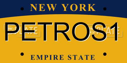 PETROS1 New York License Plate